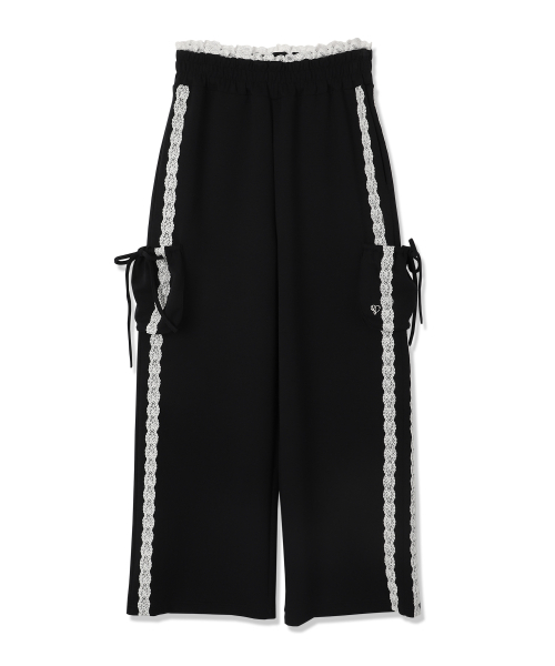 Vivacious(ビバシャス)の「Jenny Lace Track Wide Pants - 4COL(スウェットパンツ・レディース・ブラック/ピンク/ネイビー/チャコール・SMALL/MEDIUM)」の12枚目の写真