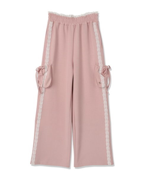 Vivacious(ビバシャス)の「Jenny Lace Track Wide Pants - 4COL(スウェットパンツ・レディース・ブラック/ピンク/ネイビー/チャコール・SMALL/MEDIUM)」の14枚目の写真