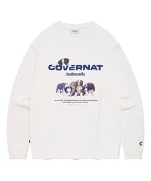 COVERNAT | ボーダーコリー 実写 ロングスリーブ ホワイト(Tシャツ/カットソー)