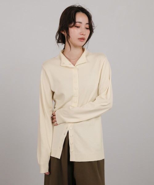 select MOCA Et（セレクトモカエト）の「【Et】2way Button Design Knit（カーディガン/ボレロ・レディース・グレー/チャコールグレー/アイボリー・FREE）」の9枚目の写真