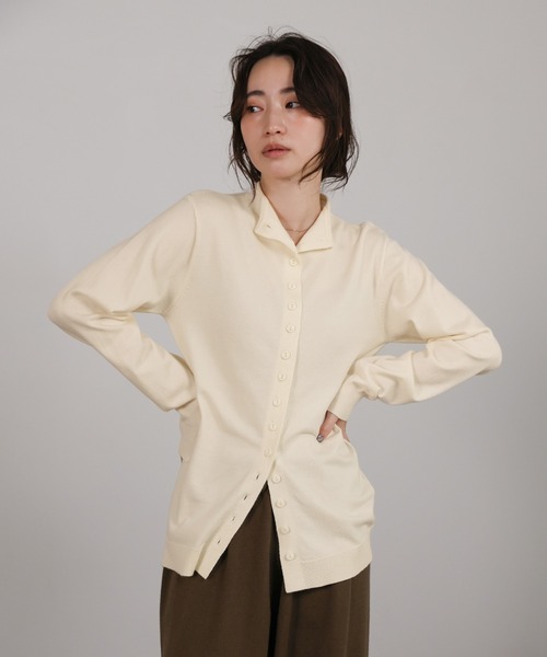 select MOCA Et（セレクトモカエト）の「【Et】2way Button Design Knit（カーディガン/ボレロ・レディース・グレー/チャコールグレー/アイボリー・FREE）」の7枚目の写真