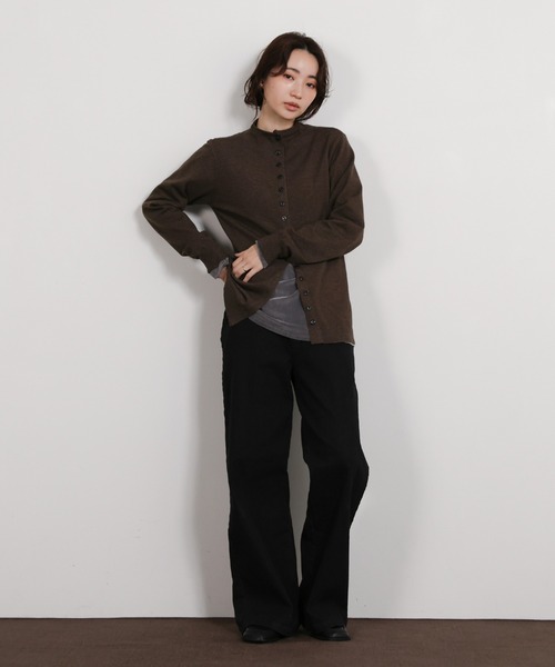 select MOCA Et（セレクトモカエト）の「【Et】2way Button Design Knit（カーディガン/ボレロ・レディース・グレー/チャコールグレー/アイボリー・FREE）」の5枚目の写真