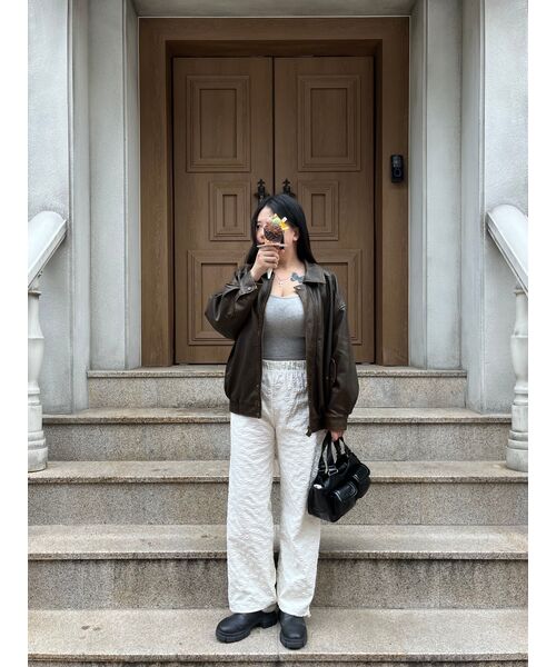 LADY VOLUME（レディーボリューム）の「465-1 VINTAGE COATED LEATHER LOOSE FIT JUMPER_BROWN（ライダースジャケット・レディース・その他・FREE）」の11枚目の写真