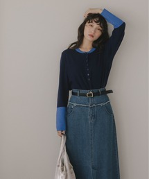 210nouve | 配色 ヘンリーネック ニット プルオーバー(ニット/セーター)