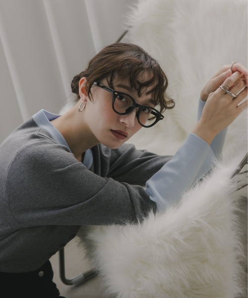 210nouve（トゥージュヌーブ）の「配色 ヘンリーネック ニット プルオーバー（ニット/セーター・レディース・チャコールグレー/ネイビー/グレー/ブラック・FREE）」の7枚目の写真