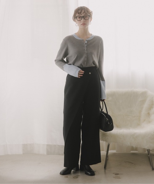 210nouve（トゥージュヌーブ）の「配色 ヘンリーネック ニット プルオーバー（ニット/セーター・レディース・チャコールグレー/ネイビー/グレー/ブラック・FREE）」の21枚目の写真