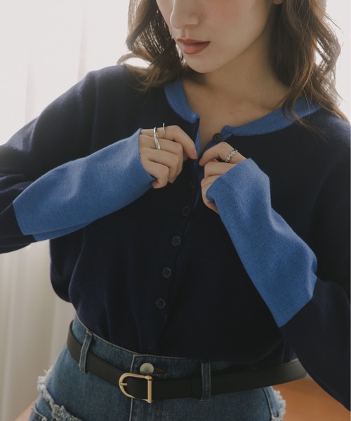 210nouve（トゥージュヌーブ）の「配色 ヘンリーネック ニット プルオーバー（ニット/セーター・レディース・チャコールグレー/ネイビー/グレー/ブラック・FREE）」の10枚目の写真