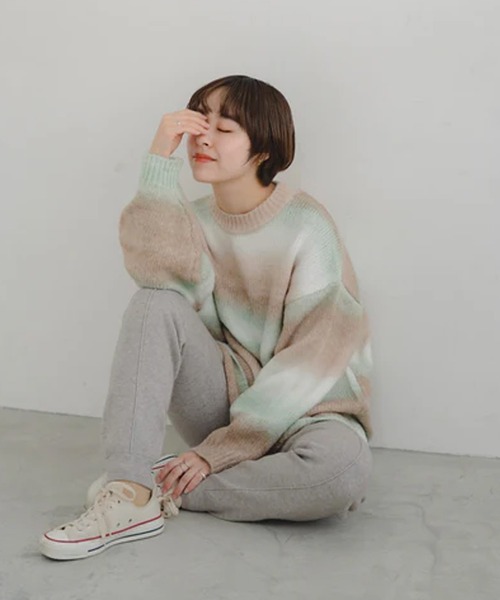 merrylatte（メリーラテ）の「ニットジョガーパンツ（その他パンツ・レディース・グレー/ブラック・FREE）」の5枚目の写真