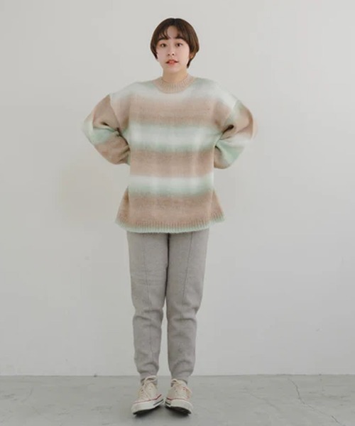 merrylatte（メリーラテ）の「ニットジョガーパンツ（その他パンツ・レディース・グレー/ブラック・FREE）」の3枚目の写真