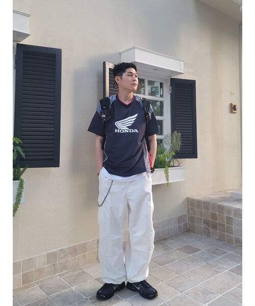 PHYPS MOTORCYCLE(フィップスモーターサイクル)の「Speed Track nylon T-shirt Navy(Tシャツ/カットソー・メンズ・その他・LARGE/MEDIUM/SMALL/X-LARGE/XX-LARGE)」の11枚目の写真