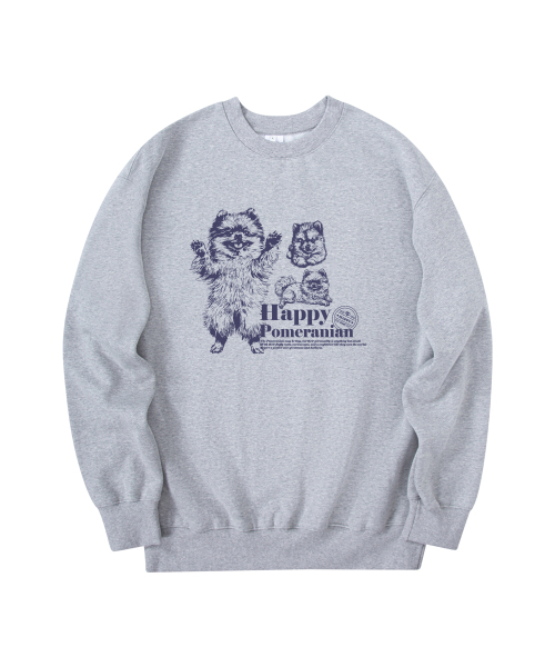 RADINEO(ラディネオ)の「ハッピーポメラニアン スウェット グレー(スウェット・メンズ・その他・MEDIUM/LARGE/X-LARGE)」の1枚目の写真