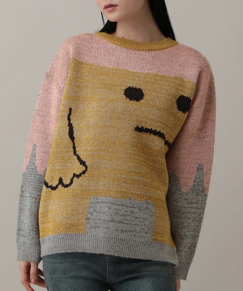 GROUNDWORK(グラウンドワーク)の「【UNISEX】GROUNDWORK/スクェアドマンニット(ニット/セーター・メンズ・ピンク・LARGE/MEDIUM)」の1枚目の写真