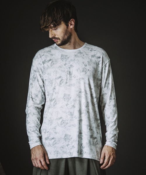 NO ID.(ノーアイディ)の「【NO ID.】Uneven Print Rib Pullover / Uneven プリント テレコ プルオーバー(Tシャツ/カットソー・メンズ・ブラック/ホワイト・ONE SIZE)」の3枚目の写真