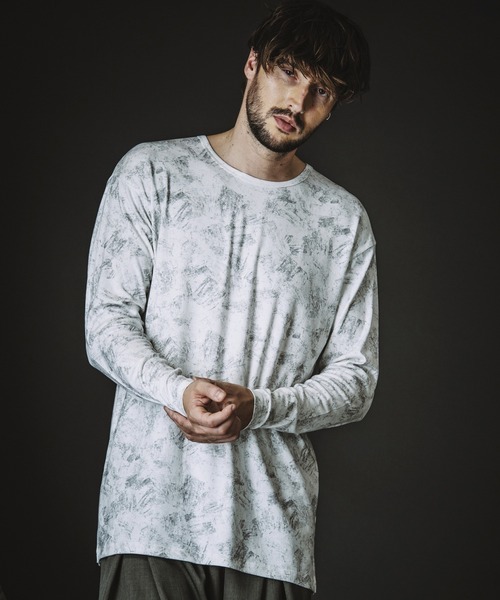 NO ID.(ノーアイディ)の「【NO ID.】Uneven Print Rib Pullover / Uneven プリント テレコ プルオーバー(Tシャツ/カットソー・メンズ・ブラック/ホワイト・ONE SIZE)」の5枚目の写真