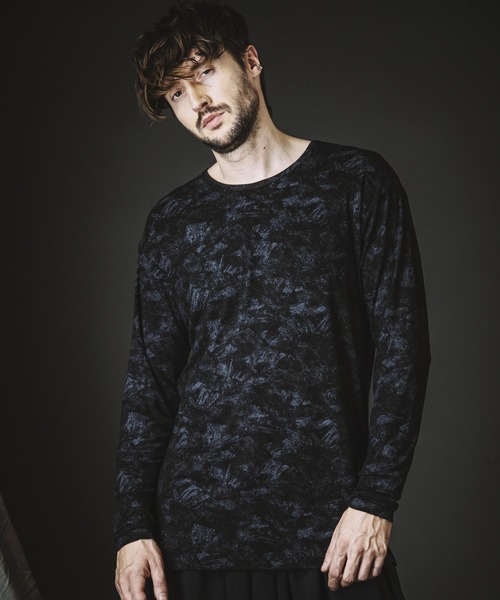 NO ID.(ノーアイディ)の「【NO ID.】Uneven Print Rib Pullover / Uneven プリント テレコ プルオーバー(Tシャツ/カットソー・メンズ・ブラック/ホワイト・ONE SIZE)」の4枚目の写真