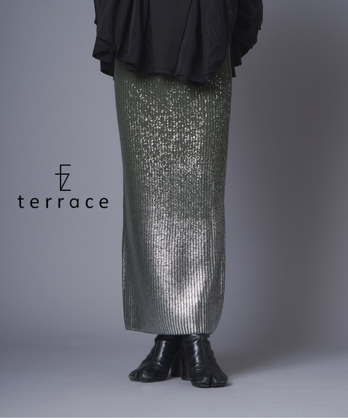 terrace(テラス)の「箔プリントニットタイトスカート(スカート・レディース・ブラウン/ブラック/カーキ・MEDIUM)」の3枚目の写真