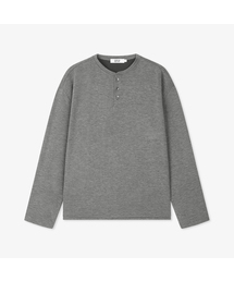 WORK ON BODY OFF（ワークオンボディオフ）の「レスティッドセミオーバーフィットヘンリーネックニット-チャコール（Tシャツ/カットソー）」