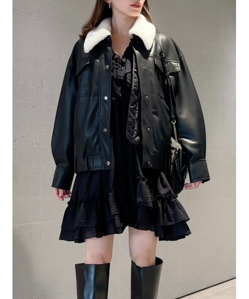 SNIDEL（スナイデル）の「ライナーブルゾン（ブルゾン・レディース・ブラック/ライトブルー/ホワイト・F）」の2枚目の写真