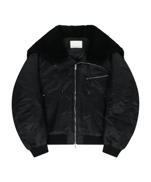 UNGIMMICK(アンジミック)の「FUR HOODED NYLON MA-1 JACKET (BLACK)(ブルゾン・メンズ・その他・MEDIUM/LARGE)」の1枚目の写真