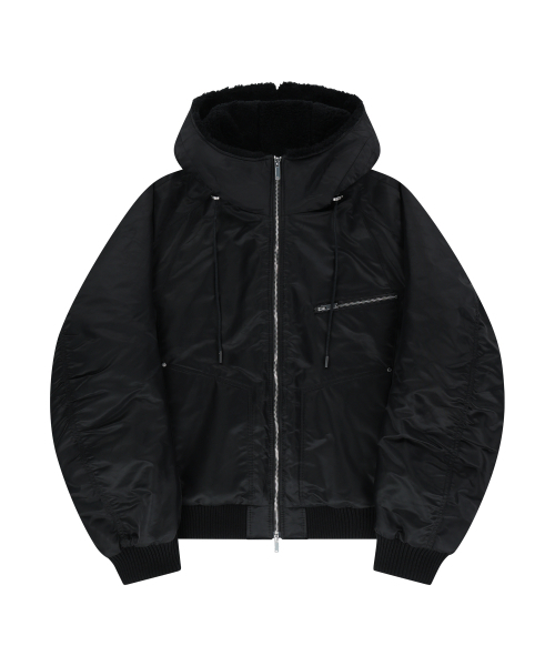 UNGIMMICK(アンジミック)の「FUR HOODED NYLON MA-1 JACKET (BLACK)(ブルゾン・メンズ・その他・MEDIUM/LARGE)」の4枚目の写真