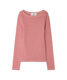 W) STRIPE BOATNECK TEE RED