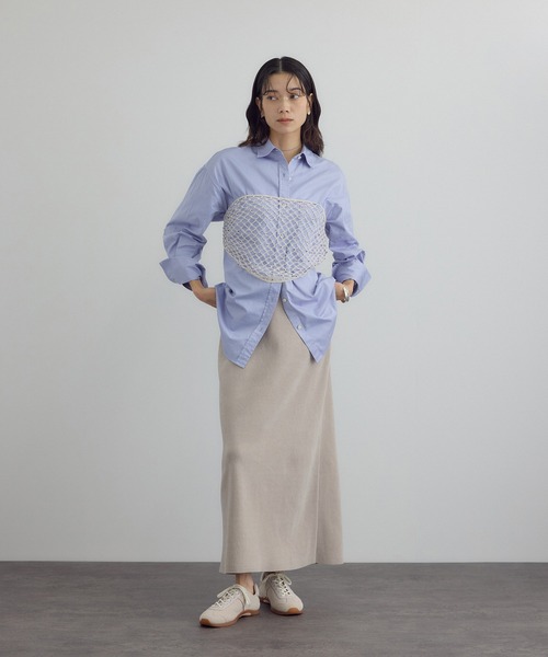 SALON adam et rope'(サロン アダム エ ロペ)の「マクラメ編みストール(ストール/ショール・レディース・オフホワイト/ブラウン・FREE)」の6枚目の写真