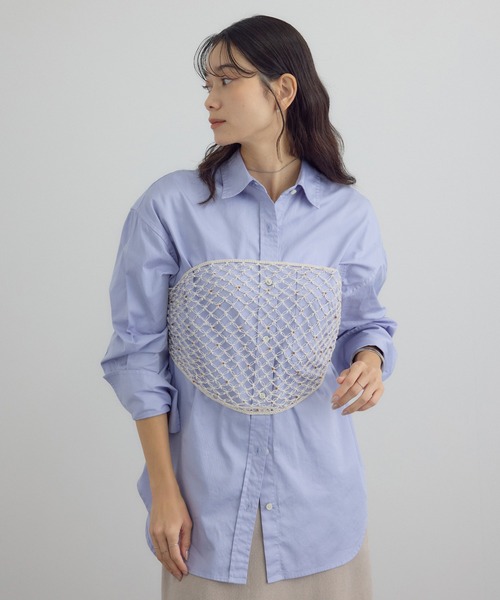 SALON adam et rope'(サロン アダム エ ロペ)の「マクラメ編みストール(ストール/ショール・レディース・オフホワイト/ブラウン・FREE)」の9枚目の写真