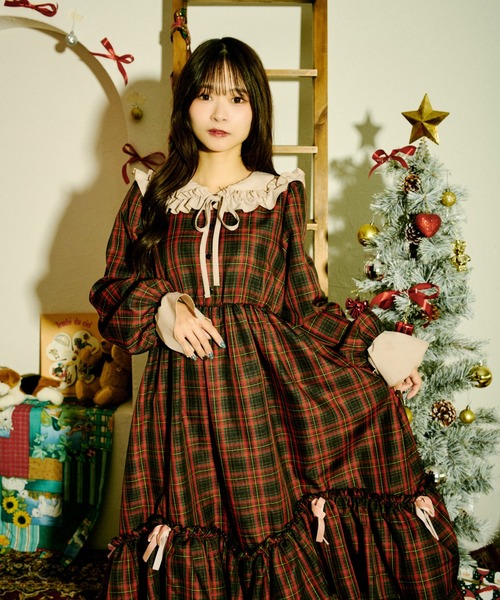 セール】【クティールとレトロ】ベロアリボンSETチェックティアード