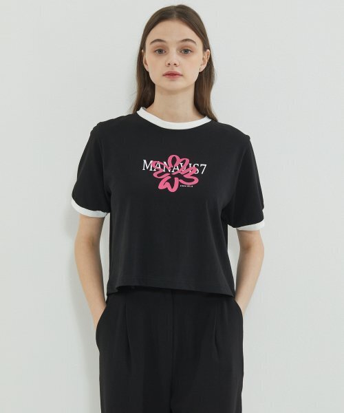 manavis7(マナビスセブン)の「Clover Coloring Line T-shirt Black(Tシャツ/カットソー・レディース・ブラック・FREE)」の1枚目の写真