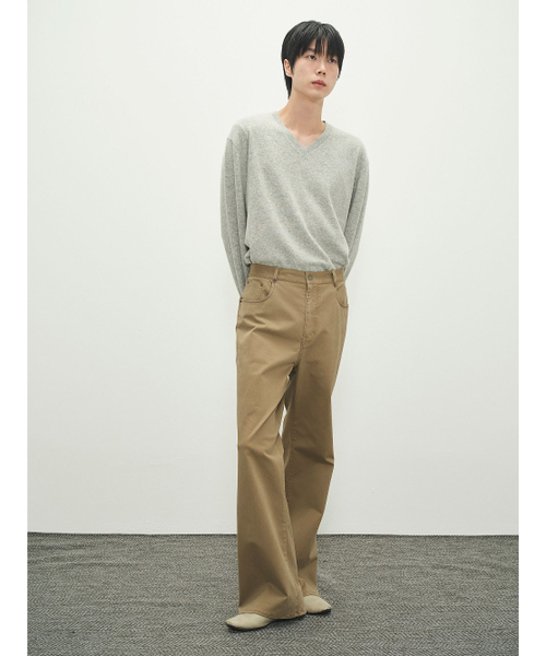 FARASHA CASHMERE V‑NECK KNIT light grey — кашемировый V‑образный свитер