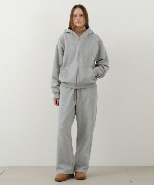 WEDNESDAYOASISFORWOMEN(ウェンズデー オアシス フォー ウーマン)の「ウォームアップベーシック裏起毛フードジップアップ_MELANGE GRAY(W25-OT13)(パーカー・レディース・ライトグレー・OS)」の1枚目の写真