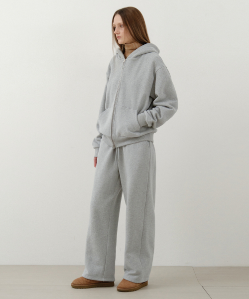 WEDNESDAYOASISFORWOMEN(ウェンズデー オアシス フォー ウーマン)の「ウォームアップベーシック裏起毛フードジップアップ_MELANGE GRAY(W25-OT13)(パーカー・レディース・ライトグレー・OS)」の3枚目の写真