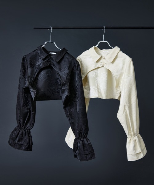 Ellno de Mavie（エルノデメヴィ）の「チャイナジャガードボレロ（カーディガン/ボレロ・レディース・ブラック/アイボリー・FREE）」の6枚目の写真