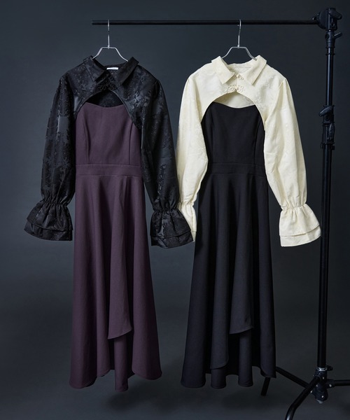 Ellno de Mavie（エルノデメヴィ）の「チャイナジャガードボレロ（カーディガン/ボレロ・レディース・ブラック/アイボリー・FREE）」の5枚目の写真