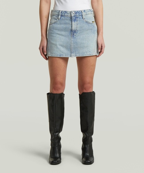 FENDI デニムミニスカート グレー セール】Cinch Mini Skirt/シンチバックディテールデニムミニスカート