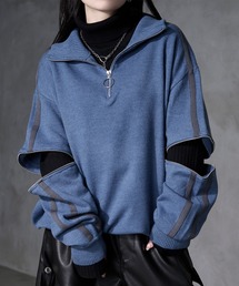 【Ryoooコラボ】ジップアームトラックハーフジップニット