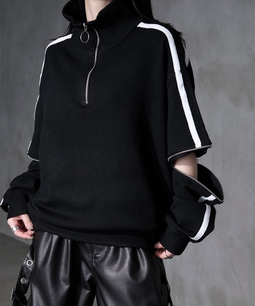 Ryoooコラボ】ジップアームトラックハーフジップニット（ニット