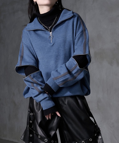 Ryoooコラボ】ジップアームトラックハーフジップニット（ニット