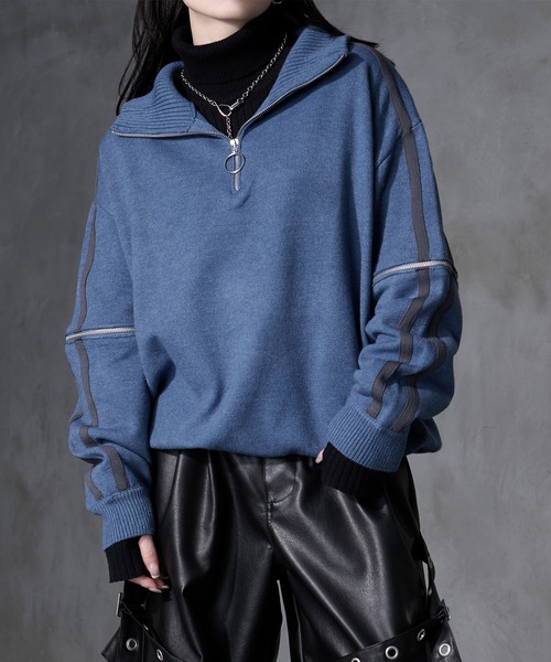 Ryoooコラボ】ジップアームトラックハーフジップニット（ニット