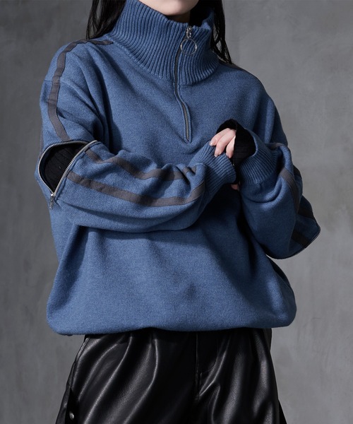 Ryoooコラボ】ジップアームトラックハーフジップニット（ニット