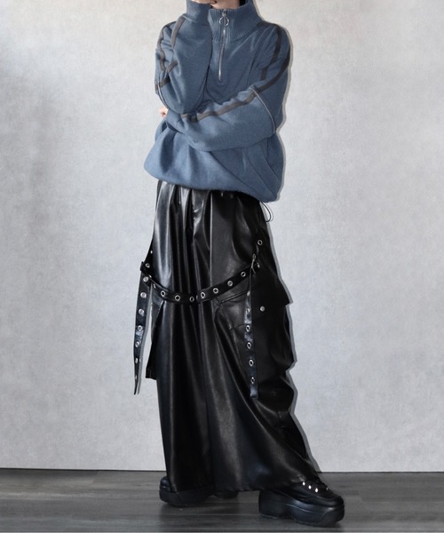 Ellno Loset（エルノロゼット）の「【Ryoooコラボ】ジップアームトラックハーフジップニット（ニット/セーター・メンズ・ブラック/ブルー・MEDIUM/SMALL/LARGE）」の18枚目の写真