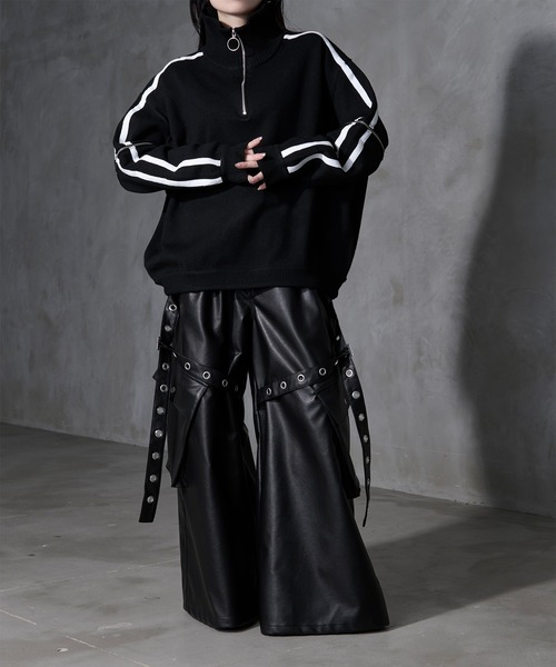 Ellno Loset（エルノロゼット）の「【Ryoooコラボ】ジップアームトラックハーフジップニット（ニット/セーター・メンズ・ブラック/ブルー・MEDIUM/SMALL/LARGE）」の10枚目の写真