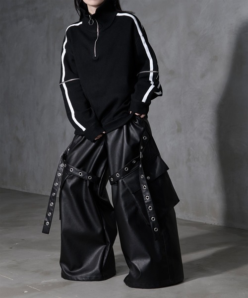 Ellno Loset（エルノロゼット）の「【Ryoooコラボ】ジップアームトラックハーフジップニット（ニット/セーター・メンズ・ブラック/ブルー・MEDIUM/SMALL/LARGE）」の11枚目の写真