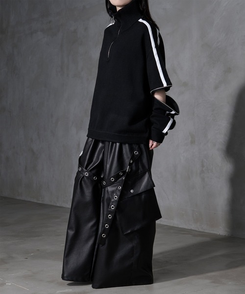 Ellno Loset（エルノロゼット）の「【Ryoooコラボ】ジップアームトラックハーフジップニット（ニット/セーター・メンズ・ブラック/ブルー・MEDIUM/SMALL/LARGE）」の14枚目の写真