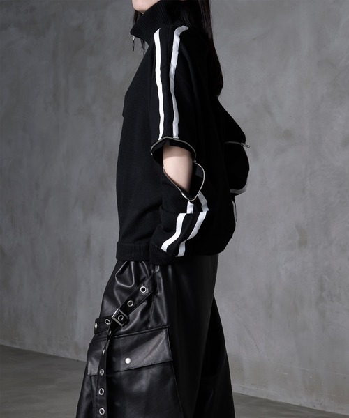 Ellno Loset（エルノロゼット）の「【Ryoooコラボ】ジップアームトラックハーフジップニット（ニット/セーター・メンズ・ブラック/ブルー・MEDIUM/SMALL/LARGE）」の8枚目の写真