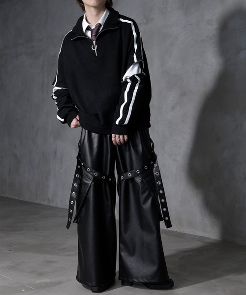 Ellno Loset（エルノロゼット）の「【Ryoooコラボ】ジップアームトラックハーフジップニット（ニット/セーター・メンズ・ブラック/ブルー・MEDIUM/SMALL/LARGE）」の22枚目の写真