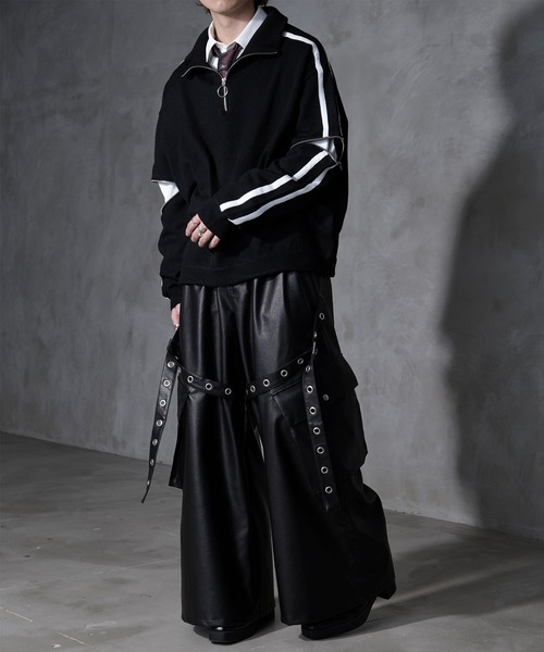 Ellno Loset（エルノロゼット）の「【Ryoooコラボ】ジップアームトラックハーフジップニット（ニット/セーター・メンズ・ブラック/ブルー・MEDIUM/SMALL/LARGE）」の21枚目の写真