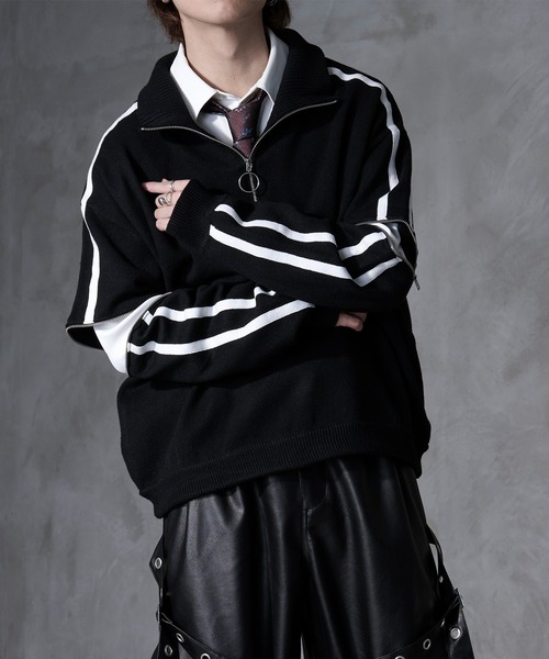 Ellno Loset（エルノロゼット）の「【Ryoooコラボ】ジップアームトラックハーフジップニット（ニット/セーター・メンズ・ブラック/ブルー・MEDIUM/SMALL/LARGE）」の19枚目の写真