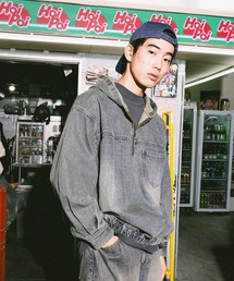niko and... | デニムハーフジップフーディ DENIM HALF-ZIP HOODIE [niko and ...JEANS](パーカー)