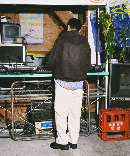 niko and...（ニコアンド）の「デニムハーフジップフーディ DENIM HALF-ZIP HOODIE [niko and ...JEANS]（パーカー・メンズ・アクア/チャコール・LARGE/MEDIUM）」の5枚目の写真